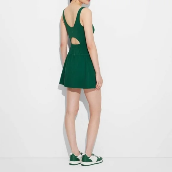 JoyLab Forest Green Dress Wirh Builtin Shorts - Picture 4 of 5